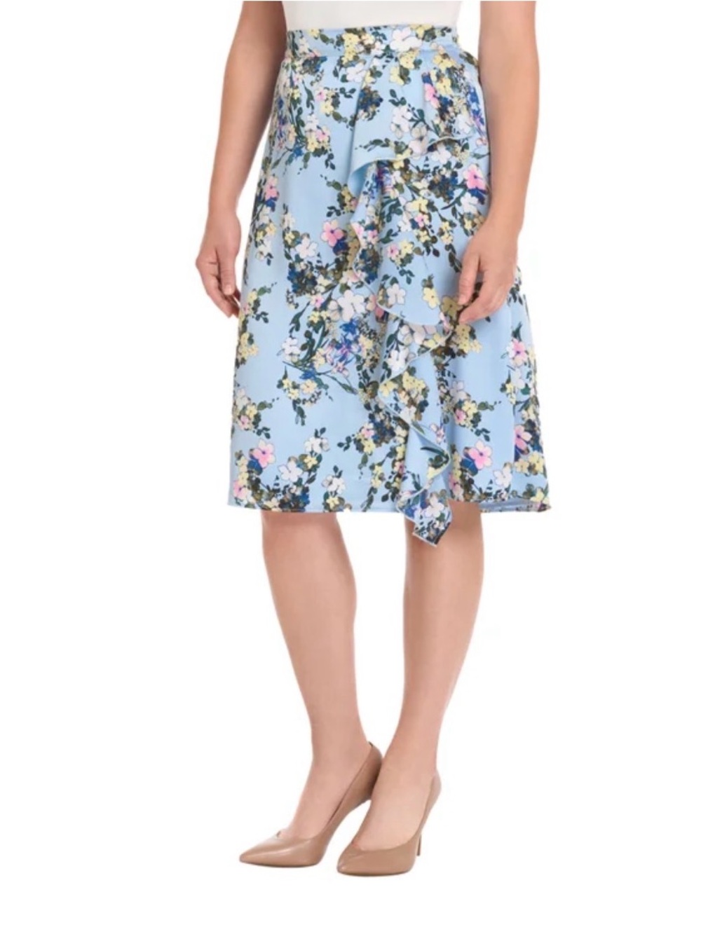 Ted Baker Floral Ruffle Wrap Midi Skirt size M